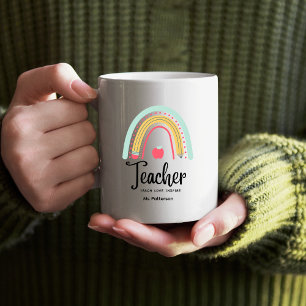 Teacher Teach Love Inspire Rainbow Personalised Coffee Mug