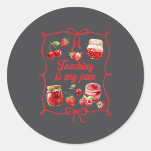 Teacher Teach Loves Insre Strawberry Teaching Is M Classic Round Sticker