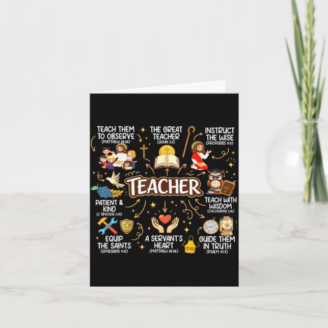 Teacher teaching back to school bible verse card (Front)
