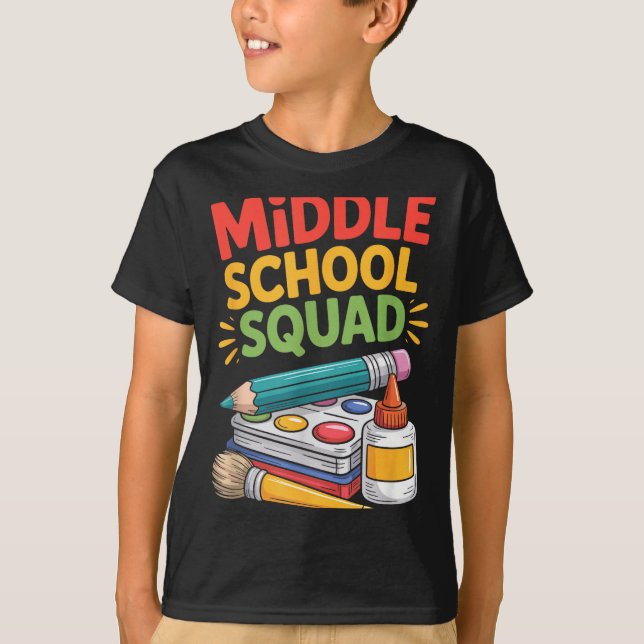 Teacher teaching kids educator middle school squad T-Shirt (Front)