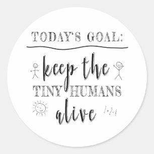 Teacher Teaching Tiny Human School Graduation Gift Classic Round Sticker