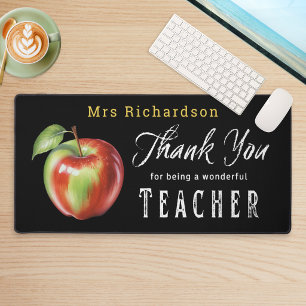 Teacher Thank You Apple Chalkboard Personalised Desk Mat