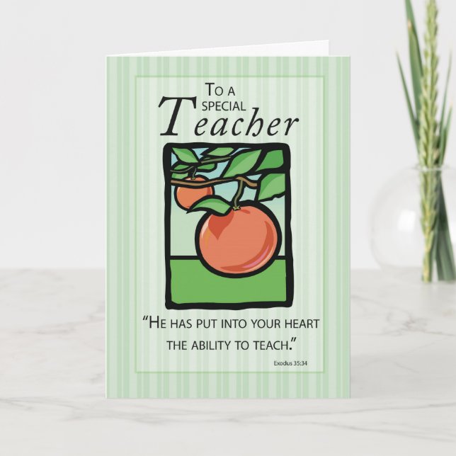 Teacher Thank You, Apple Religious Thank You Card (Front)