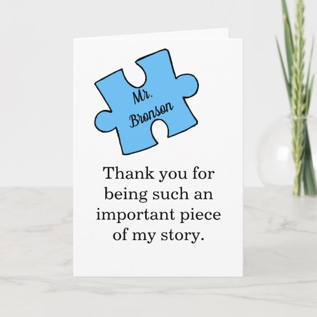 Teacher Thank you appreciation personalised name Card (Front)