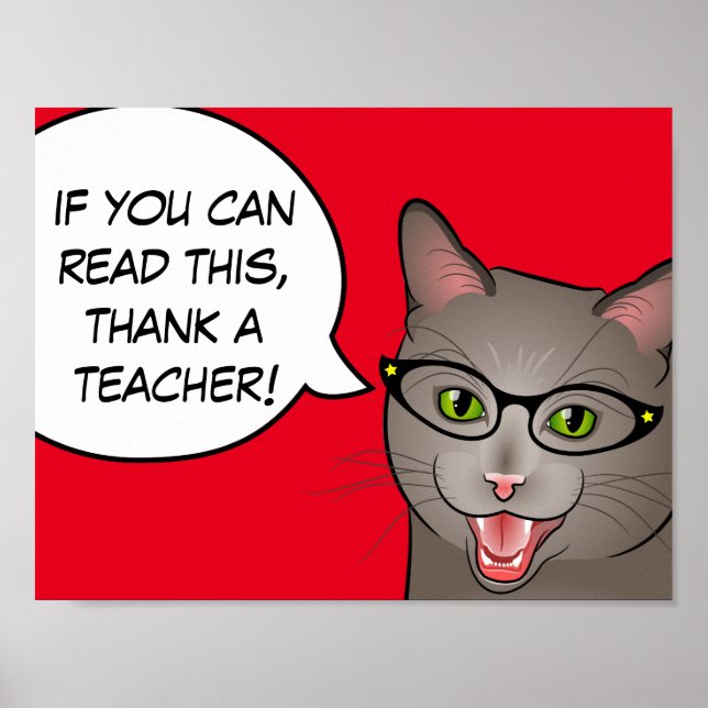 Teacher Thank You Cat Classroom Decor (Front)