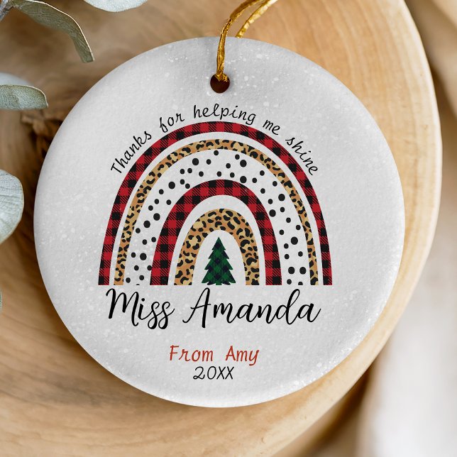 Teacher thank you Christmas rainbow  Ceramic Tree Decoration (Creator Uploaded)