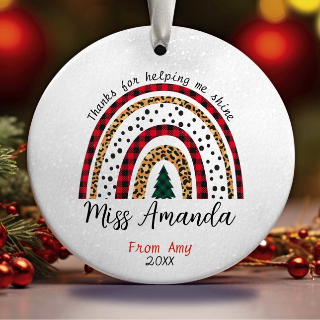Teacher thank you Christmas rainbow  Ceramic Tree Decoration (Creator Uploaded)