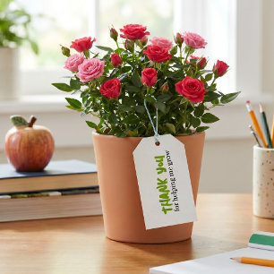 Teacher Thank You For Helping Me Grow Blank Back Gift Tags
