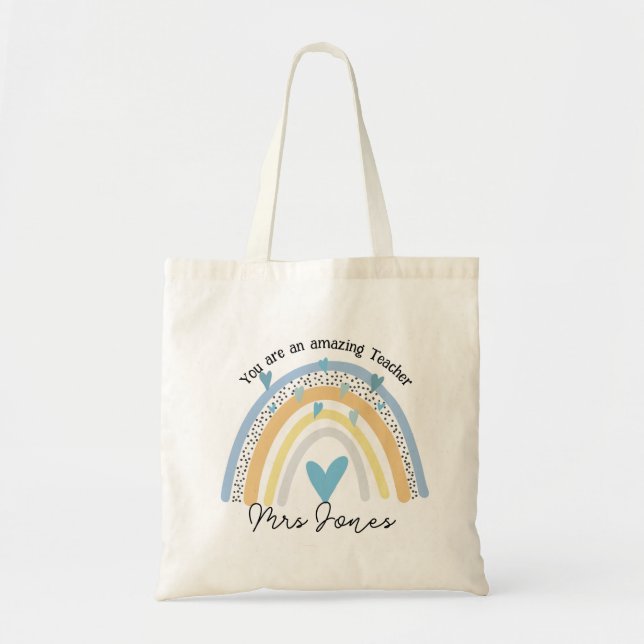 teacher thank you for making me rainbow retirement tote bag (Front)