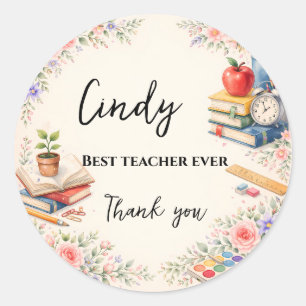Teacher Thank You Gift   End of School Year Classic Round Sticker
