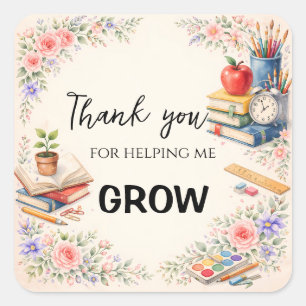 Teacher Thank You Gifts   End of School Year Square Sticker