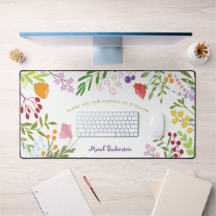 Teacher Thank You Modern Floral Personalised Desk Mat