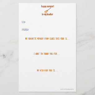 Teacher thank you note stationery