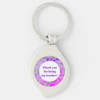 Teacher Thank You Pink Purple Tie-Dye Appreciation Key Ring