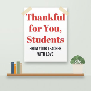 Teacher Thankful Poster for Students Gift