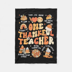 Teacher Thanksgiving One Thankful Teacher Fall Aut Fleece Blanket