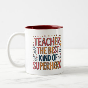 Teacher, The Best Kind of Superhero Floral Mug