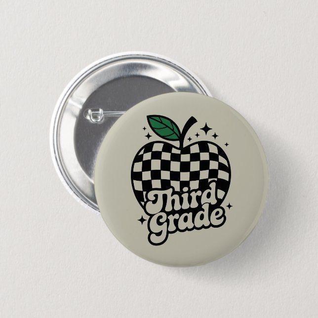 Teacher Third Grade 3rd Back to School 6 Cm Round Badge (Front & Back)