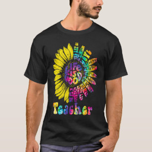 Teacher Tie Dye Teaching Daisy Sunflower Hippie Wo T-Shirt