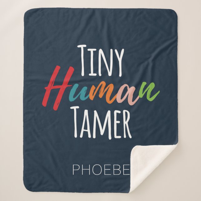 Teacher Tiny Human Tamer Kindergarten Sherpa Blanket (Front)