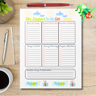 Teacher to-do list personalised crayon art notepad