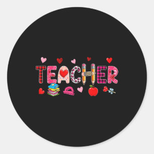 Teacher Tools Valentine's Day Leopard Job Team Cut Classic Round Sticker