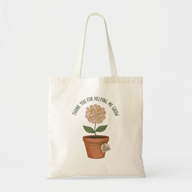 Teacher Tote Bag – Thank You for Helping Me Grow  (Front)