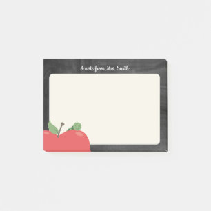 Teacher Tutor Cute Apple & Worm Rustic Chalkboard Post-it Notes