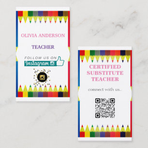 Teacher Tutor ,Social Media QR Code Business Car Card