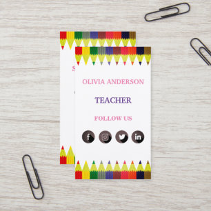 Teacher   Tutor ,Social Media QR Code  Business Card