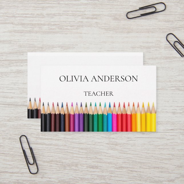 Teacher | Tutor White Business Cards (Front/Back In Situ)