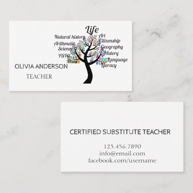 Teacher | Tutor White Business Cards (Front/Back)