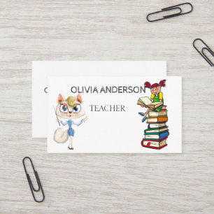 Teacher Tutor White Business Cards