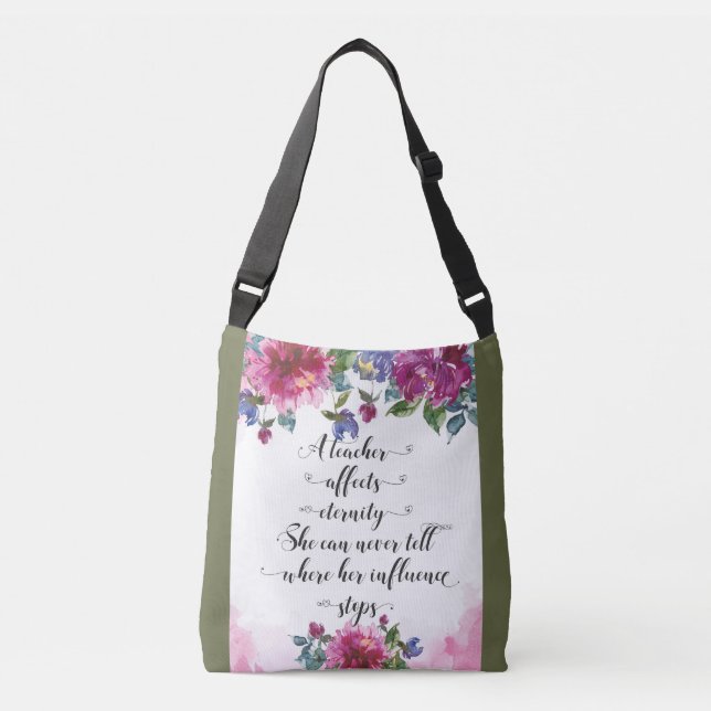 Teacher Typography Back to school Retirement Gift Crossbody Bag (Front)