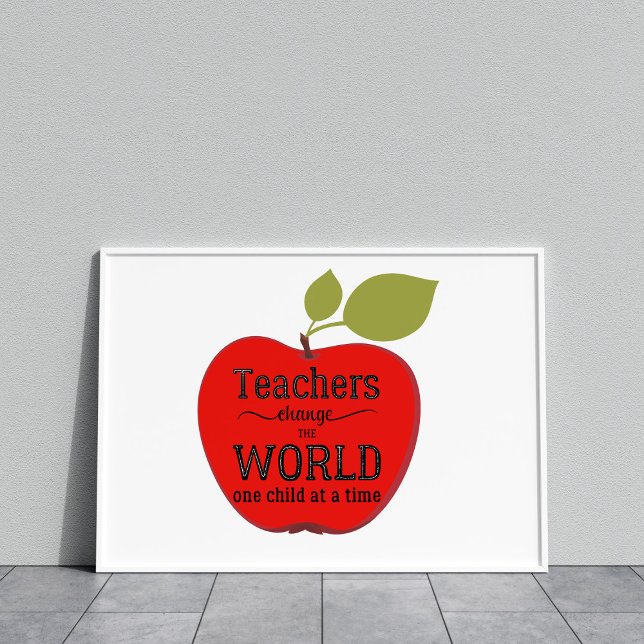 Teacher typography quote red apple inspirational poster (Creator Uploaded)