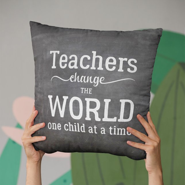 Teacher typography white script on blackboard cushion (Creator Uploaded)