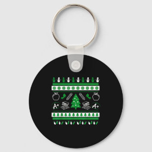Teacher Ugly Christmas Sweater Instructor Elementa Key Ring