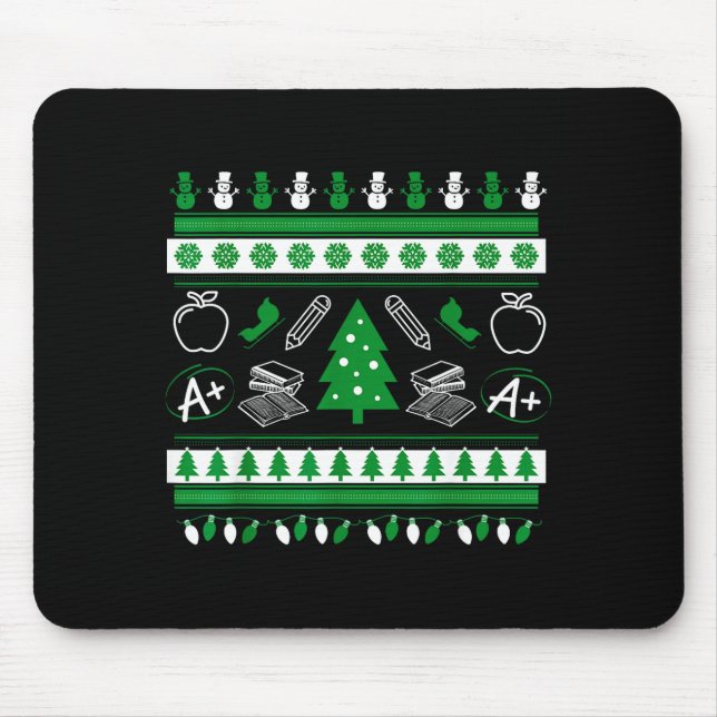 Teacher Ugly Christmas Sweater Instructor Elementa Mouse Pad (Front)