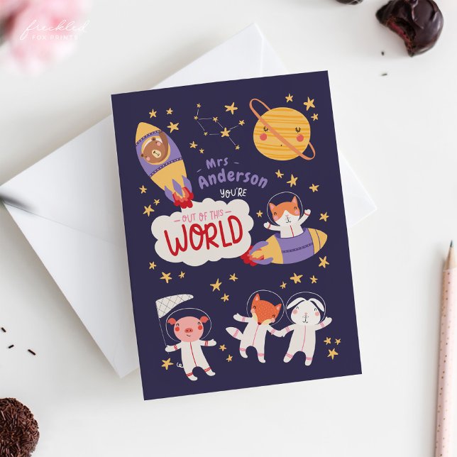 Teacher Valentine Card from Student | Cute Animals (Teacher Valentine's Card from Student)