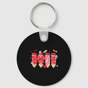 Teacher Valentine Coquette Bow Pencil Teacher Vale Key Ring