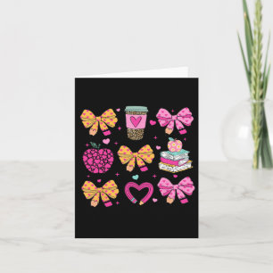 Teacher Valentine Coquette Pencil Coffee Bow Card