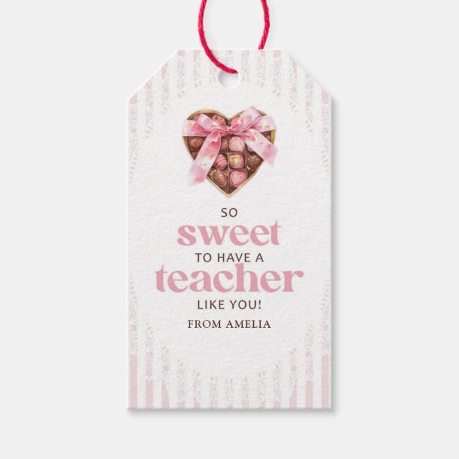 Teacher Valentine Gift Tag Sweet Chocolate (Front)