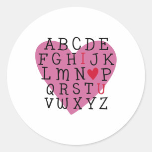 Teacher Valentine I Love U Alphabet I Love You I H Classic Round Sticker