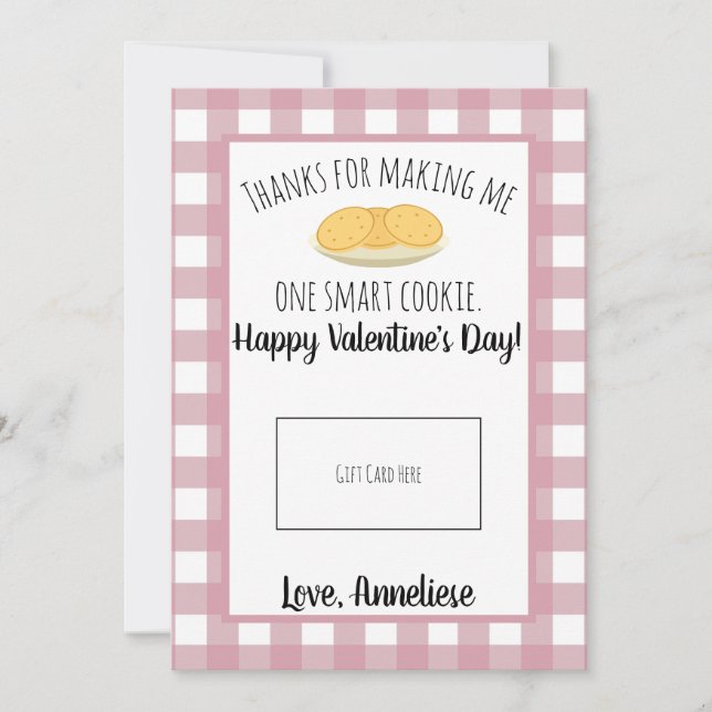 Teacher Valentine Smart Cookie Gift Card (Front)