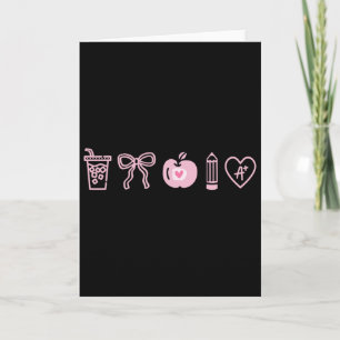 Teacher Valentines Day Coquette Hearts Iced Coffee Card