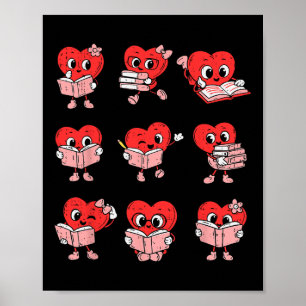 Teacher Valentines Day Reading Book Lover Bookworm Poster