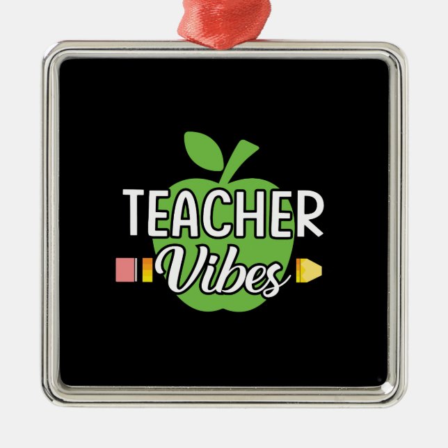 Teacher Vibes Metal Tree Decoration (Front)