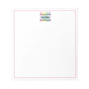 Teacher Watercolor Pastel Floral Crayon School Notepad