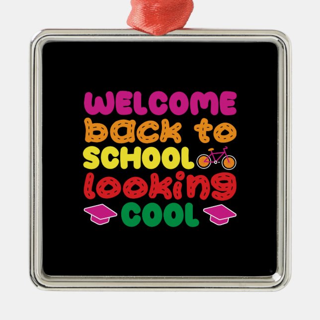 Teacher Welcome Back To School Looking Cool Metal Tree Decoration (Front)