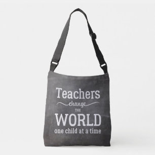 Teacher white script inspiring quote chalkboard crossbody bag